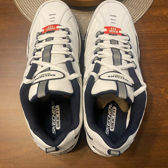 Skechers Sport Men's After Burn Sneaker White/Navy size 12 Wide fit - Picture 4 of 8